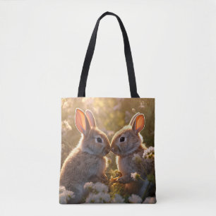 Bolsa Tote Coelhinhos Adoráveis no Design de Prado de Primave