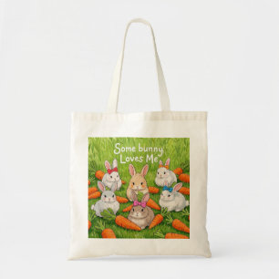 Bolsa Tote Coelhinhos e Cenouras de Páscoa