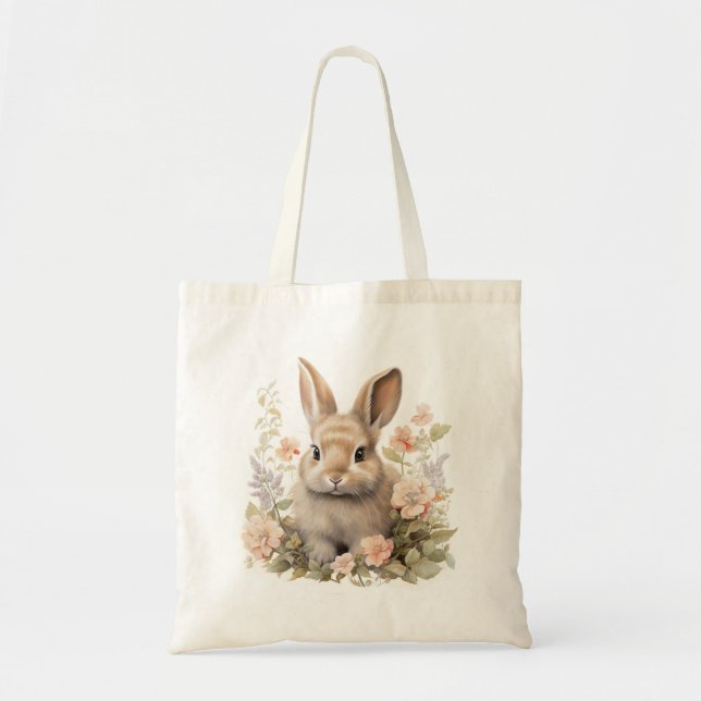 Bolsa Tote Coelhinhos e Flores (Frente)