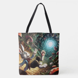Bolsa Tote Coelho Apavorado Caindo pelo Buraco do Coelho