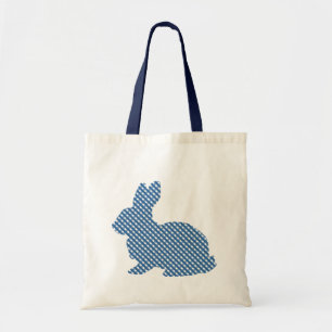 Bolsa Tote Coelho azul da xadrez