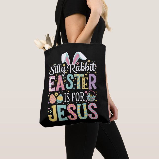 Bolsa Tote Coelho Bobo A Páscoa é Para Jesus Coelho Fofo (Close Up)