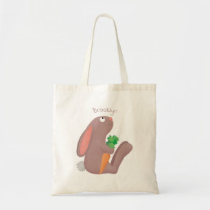 Bolsa Tote Coelho bonito sentado com desenho de cenoura