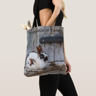 Bolsa Tote Coelho Branco e Castanho na Fazenda