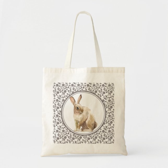 Bolsa Tote Coelho castanho-Páscoa elegante (Frente)