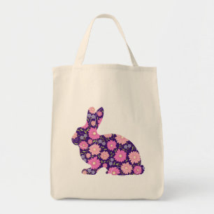 Bolsa Tote Coelho coelhinho retrô rosa e flores