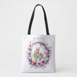 Bolsa Tote Coelho da Páscoa Personalizado em Aquarela