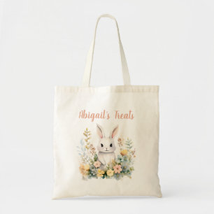 Bolsa Tote Coelho de Flor Selvagem Rosa Personalizado