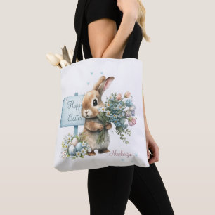 Bolsa Tote Coelho de Páscoa Aquarela Personalizado