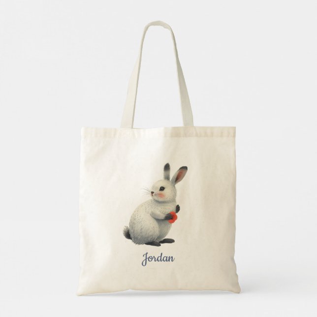 Bolsa Tote Coelho de Páscoa de Prado com Aquarela Caprichosa (Verso)