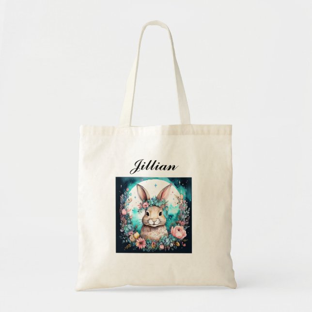 Bolsa Tote Coelho de Páscoa Feriado  (Frente)