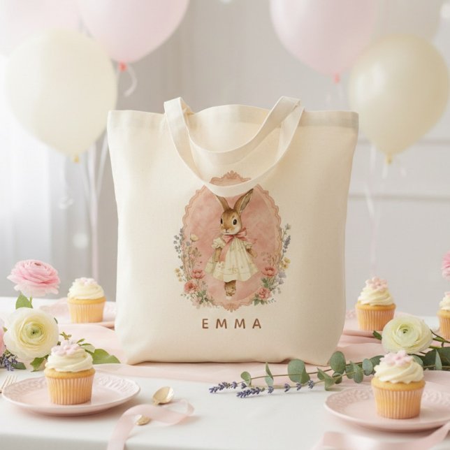 Bolsa Tote Coelho de Páscoa Personalizado (Criador carregado)