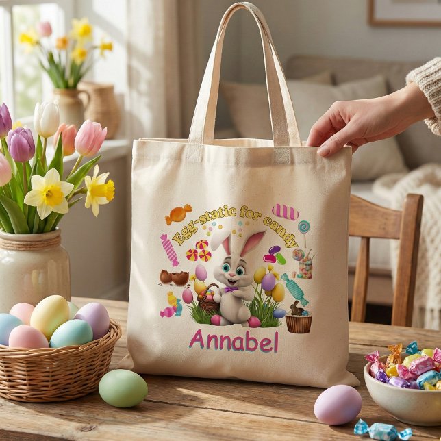 Bolsa Tote Coelho de Páscoa Personalizado com Doces (Criador carregado)