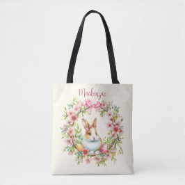 Bolsa Tote Coelho de Páscoa Personalizado em Aquarela