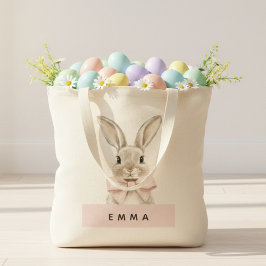 Bolsa Tote Coelho de Páscoa Personalizado | Nome Personalizad