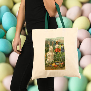 Bolsa Tote Coelho de Páscoa Vintage e Crianças Feliz Época de