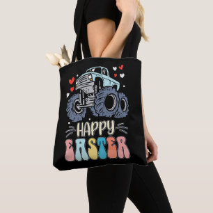Bolsa Tote Coelho de Pásqua de Camião Monstro Feliz Ovos