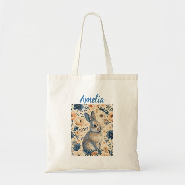 Bolsa Tote Coelho Delft Azul Páscoa Feriado (Frente)