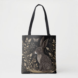 Bolsa Tote Coelho Elegante em preto e bege