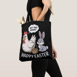 Bolsa Tote Coelho Feliz de Páscoa Frango Coelho Não Isso Nova