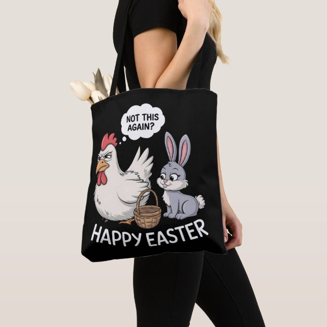 Bolsa Tote Coelho Feliz de Páscoa Frango Coelho Não Isso Nova (Close Up)
