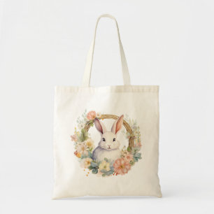 Bolsa Tote Coelho Fofo com Flores da Primavera