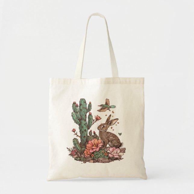 Bolsa Tote Coelho Fofo no Deserto (Frente)