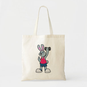 Bolsa Tote Coelho na academia com halteres