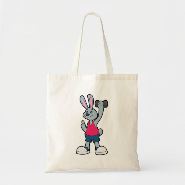 Bolsa Tote Coelho na academia com halteres (Frente)