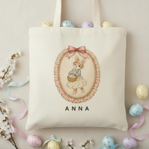 Bolsa Tote Coelho Personalizado Vintage de Páscoa Coelho Past