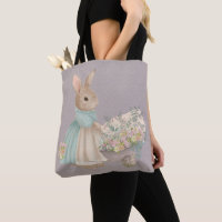 coelho peter vintage com saco de toalhas de flores
