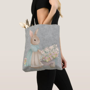 Bolsa Tote coelho peter vintage com saco de toalhas de flores