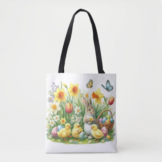 Bolsa Tote Coelho/primavera Clássico/Vintage/frango (Frente)