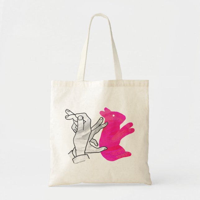 Bolsa Tote Coelho Silhout Mão Rosa (Frente)