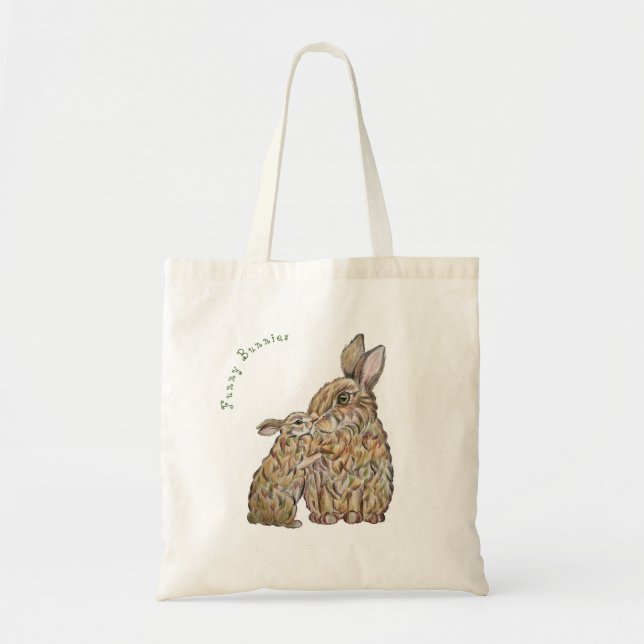 Bolsa Tote Coelhos engraçados. desenho do lápis (Frente)