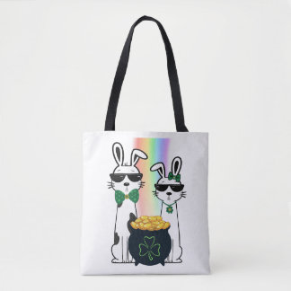 Bolsa Tote Coelhos Legais e Pote de Ouro
