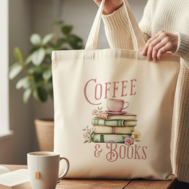 Bolsa Tote Coffee and Books Floral  (Criador carregado)