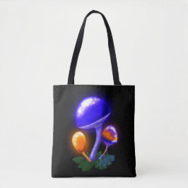 Bolsa Tote Cogumelo Branco Imaginoso Laranja e Azul