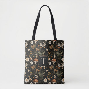 Bolsa Tote Cogumelo de Cottagecore e Flores com Nome