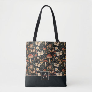 Bolsa Tote Cogumelo de Cottagecore e Flores com Nome