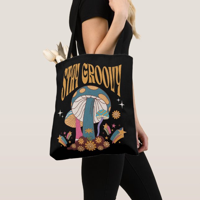 Bolsa Tote Cogumelo Retro Fique Groovy (Close Up)