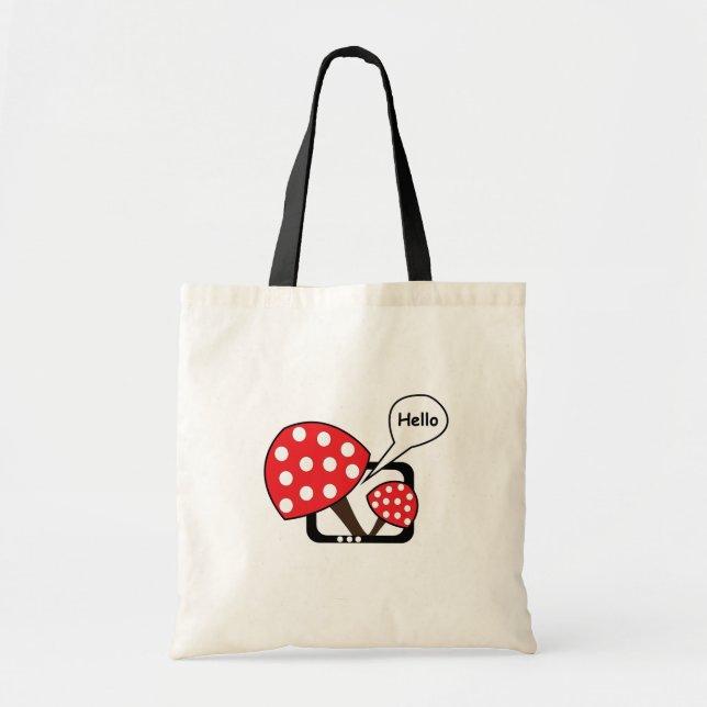 Bolsa Tote Cogumelo Vermelho Dizendo Olá Da Televisão (Frente)