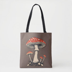 Bolsa Tote Cogumelos Ágicos Vintage Voam No Fundo Da Terra