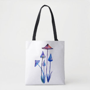 Bolsa Tote Cogumelos Aquarela Crachá Arredondado
