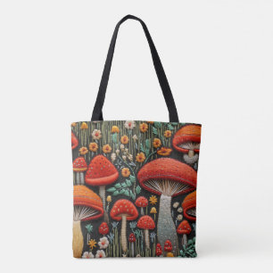 Bolsa Tote Cogumelos bordados