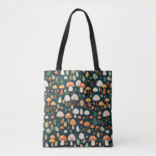 Bolsa Tote Cogumelos brancos folhas design