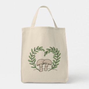 Bolsa Tote Cogumelos com Folhas de Fern Coração