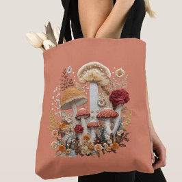 Bolsa Tote Cogumelos e flor selvagem