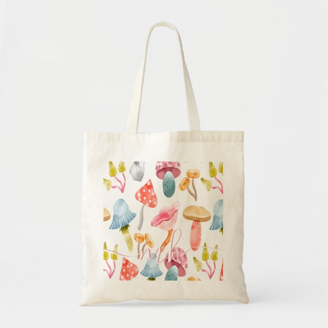 Bolsa Tote Cogumelos Pastel aquarela (Frente)