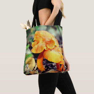 Bolsa Tote Cogumelos Selvagens Laranja Pálido de Perto